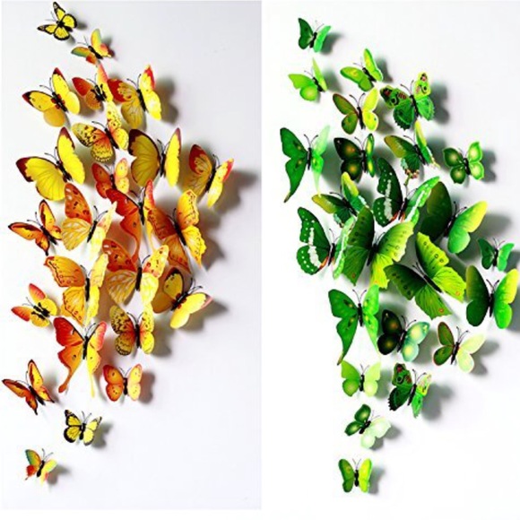 12 pieces 3-D butterfly home stickers