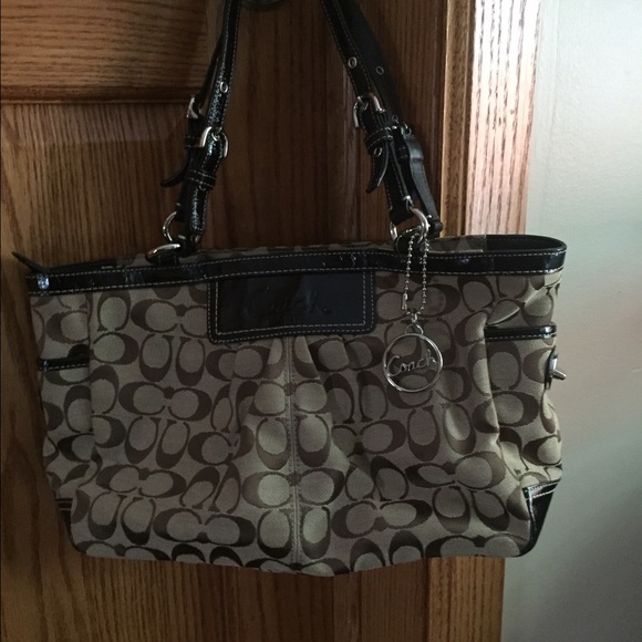Authentic coach brown signature small tote