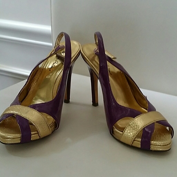 Gold and purple high heels - Picture 1 of 3