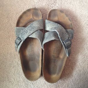 Grey Criss-Cross Birki sandals