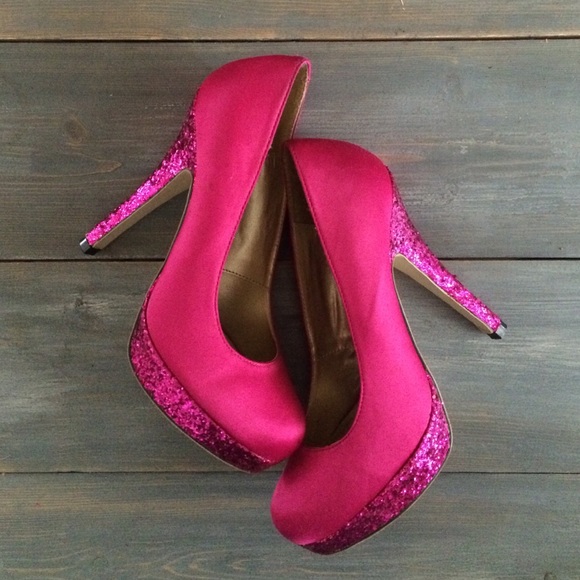 Madden Girl Hot Pink High Glittered Heels