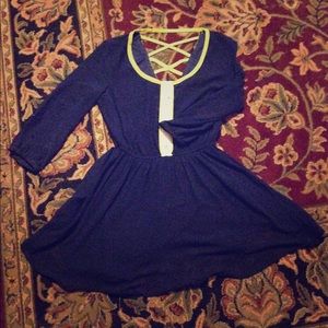 Navy/yellow baby doll dress