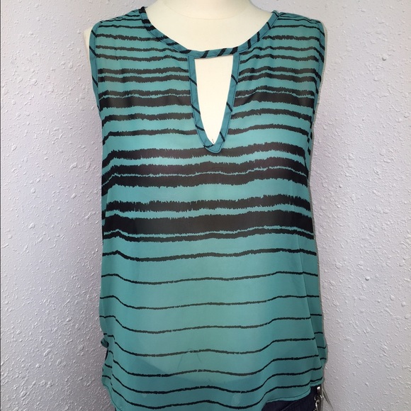 Black & Green Chiffon Top