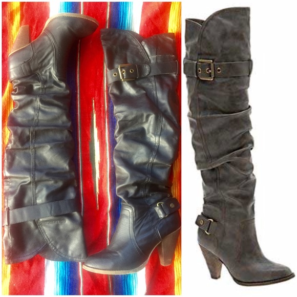 Aldo Motayen Over the Knee Black Faux Leather Boot