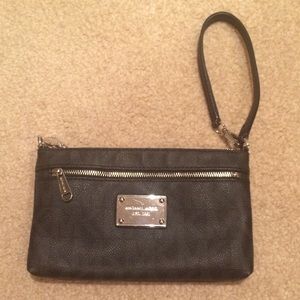 Michael Kors Black Leather Wristlet