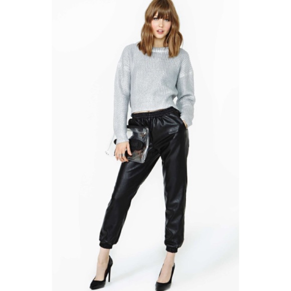 Nasty Gal Street Faux Leather Track Pants