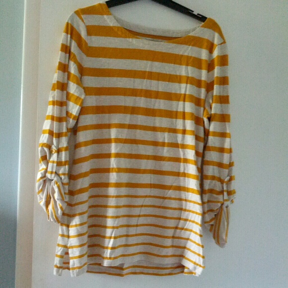Three quarter length striped shirt