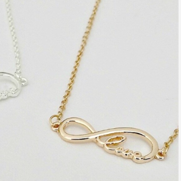Gold LOVE infinity necklace