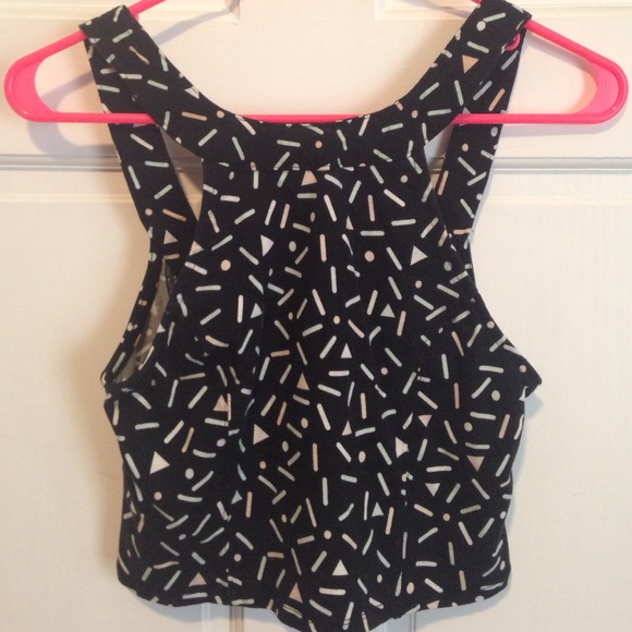 Black Confetti Design Crop Top