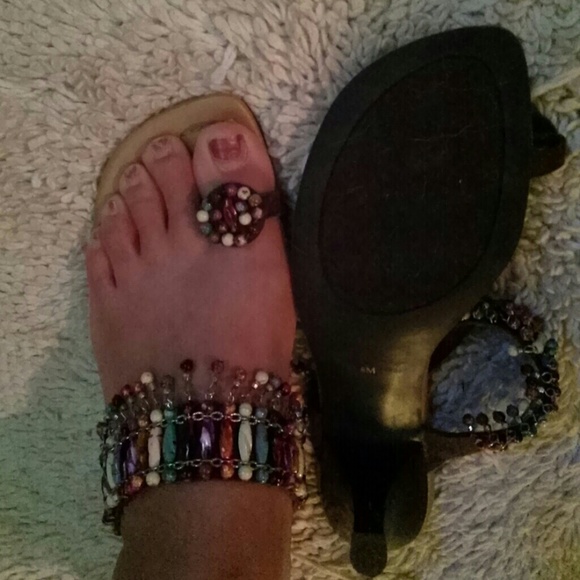Ann Marino Beautiful Beaded Sandals Lightly Used