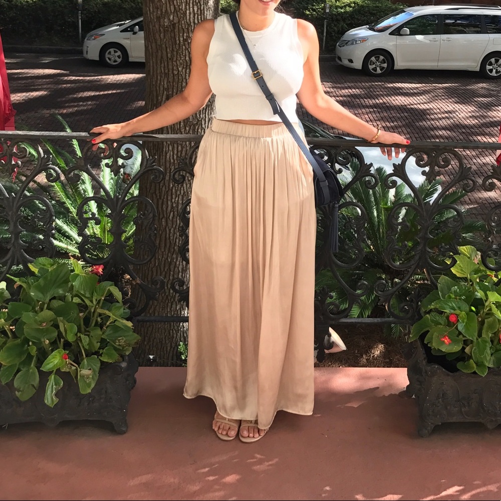 Satin Maxi Skirt in Light Beige -Sold Out-