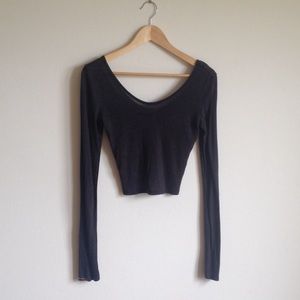 Urban Outfitters Brown Long Sleeve Crop Top