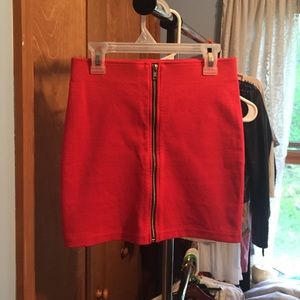 H&M Coral Bodycon Skirt with Front Zipper