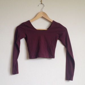 American Apparel Maroon Long Sleeve Crop Top