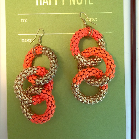 Orange and Gold Statement Earrings
