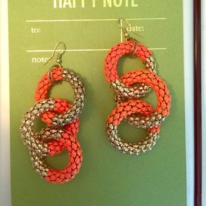 Orange and Gold Statement Earrings