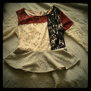 Color blockage peplum top