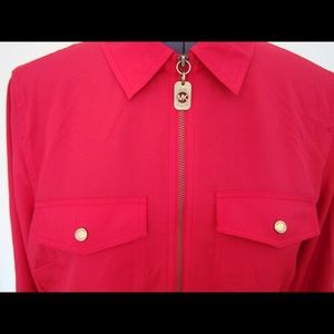 NWT Michael Kors Red Zip-Up Blouse