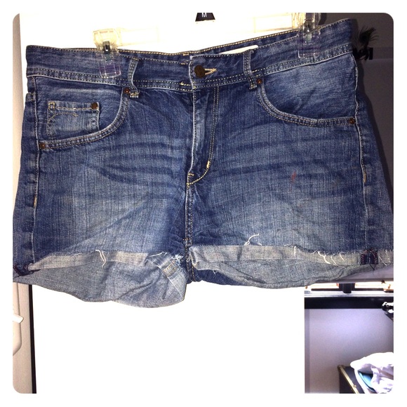 High waisted denim shorts.