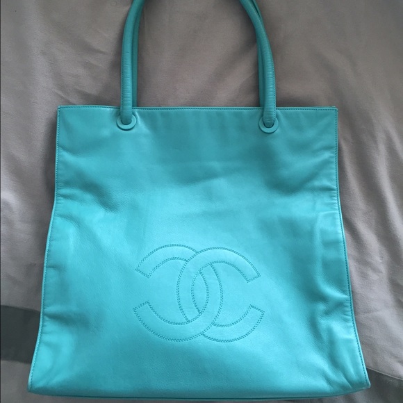 CHANEL Handbags - Authentic Chanel turquoise tote bag