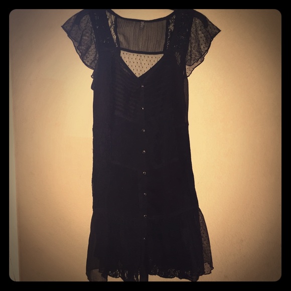 Free People Black Lace Dress