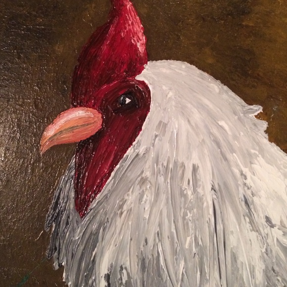 One of a kind  PALETTE KNIFE PAINTING. Rooster. - Picture 2 of 4