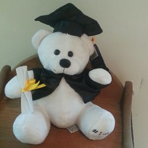 White graduation bear