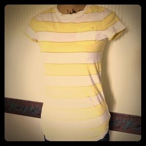 American Eagle Yellow Striped Tee