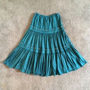 Turquoise Bohemian Maxi Skirt