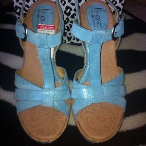 Sky blue wedge with cork bottoms. Size 10 nwt