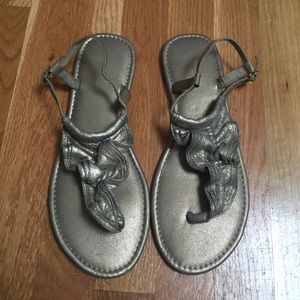 Gap Ruffle Goldtone Shimmering Sandals 9
