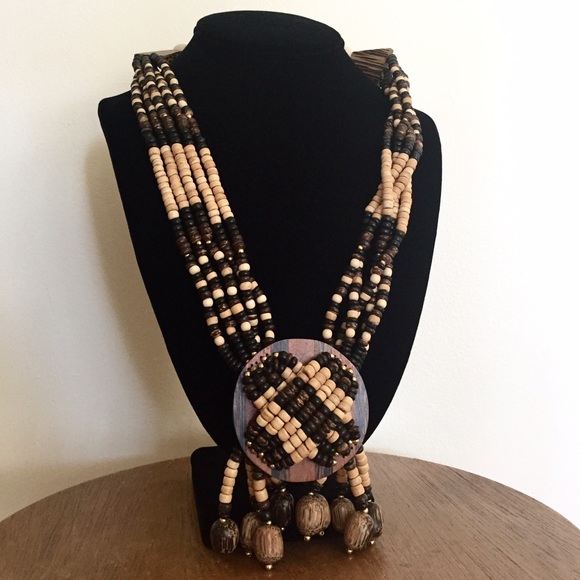 Native American Style Necklace with wooden beads