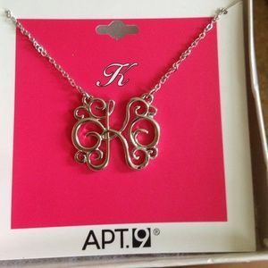 silver k initial necklace, never worn!