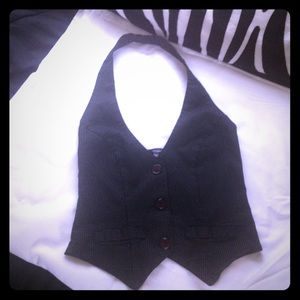 ️⚡️2/$15⚡️SEXY BLACK PINSTRIPE HALTER VEST SIzeS💋
