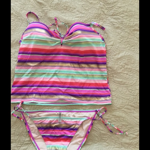 Victoria's Secret tankini. Multi striped