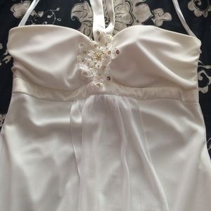 White Dress with gold flower homecoming