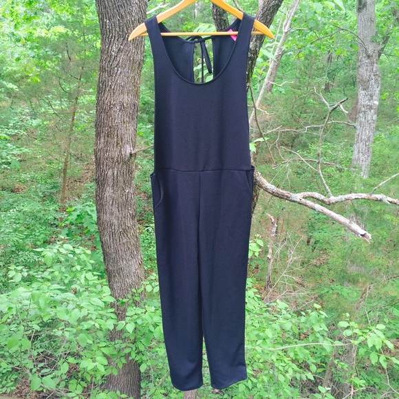 Black, Backless Jumpsuit with Pockets