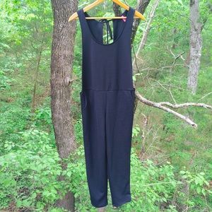 Black, Backless Jumpsuit with Pockets