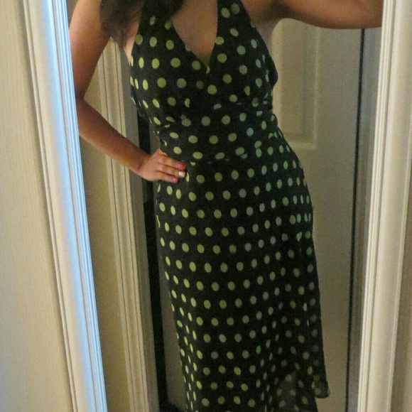 Polka dot green and black dress