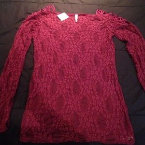 Red lace free people shirt