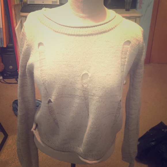 Distressed Crop Sweater - Picture 1 of 2