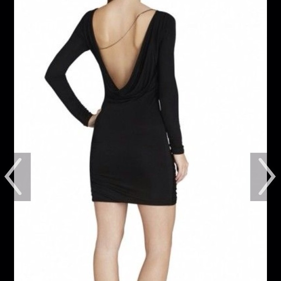 Bcbg silver chain open back mini dress