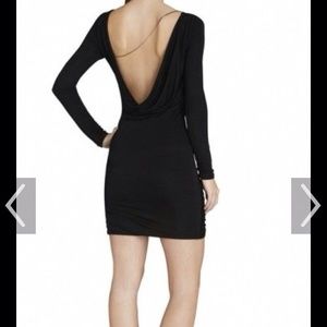 Bcbg silver chain open back mini dress