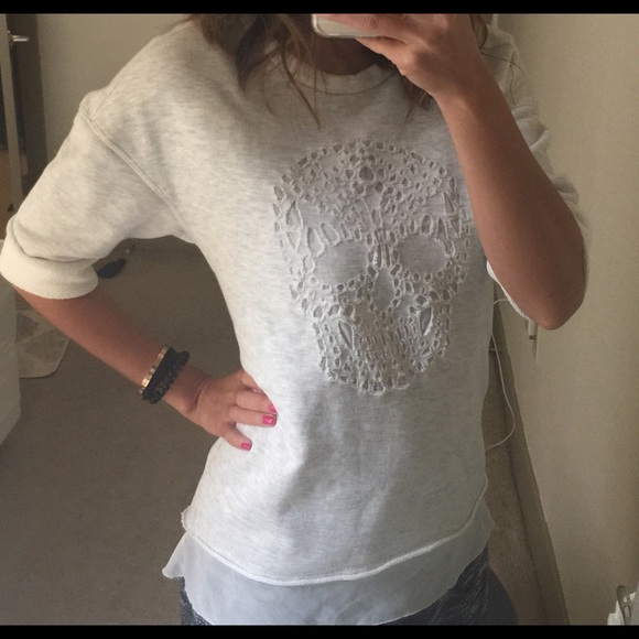 Zara small gray skull sweatshirt cut out