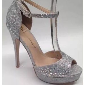 NEW PROM PAGEANT WEDDING silver platform heels
