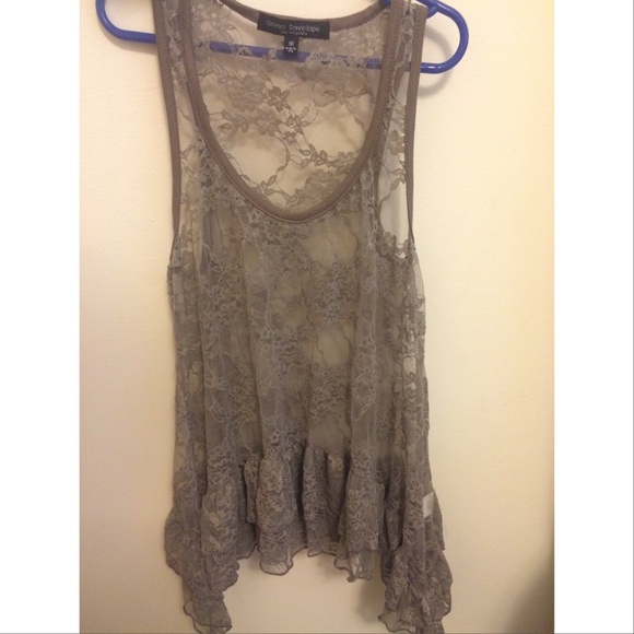 Green envelope lace shirt