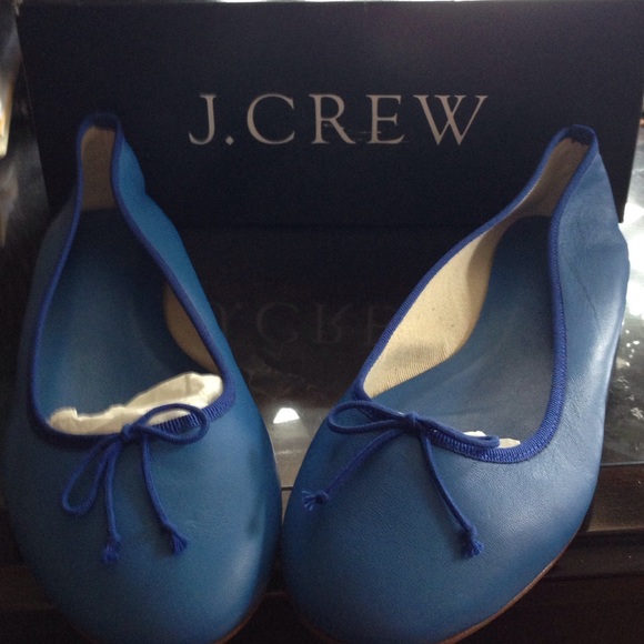 JCREW Bright Cobalt Leather Ballet Flats - Picture 2 of 4