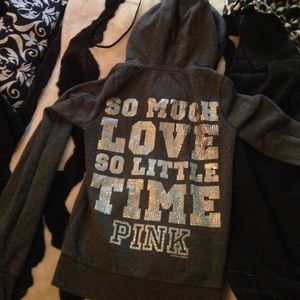 Victoria's Secret PINK grey bling zip up hoodie