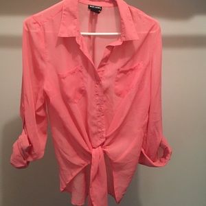 Sheer button-up shirt