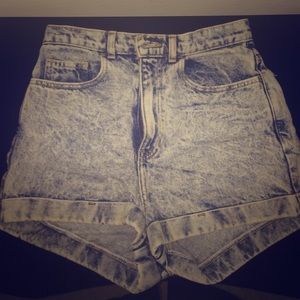 American Apparel High Waisted Acid Washed shorts